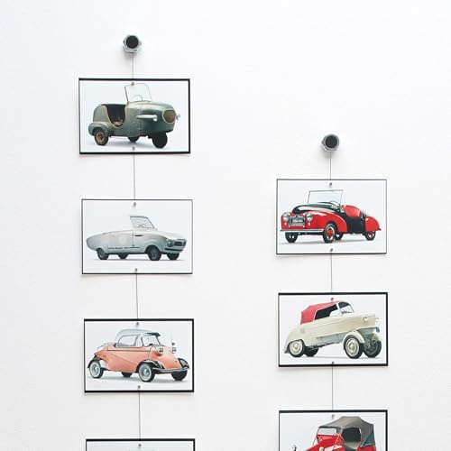 LeTOMA -Vertikales Fotoseil mit kräftigen Magneten | Stylische Design-Befestigung für Jede Wand - Fotoleine, Bilderseil vertikal | 120 cm & 12 Magnete | Made in Germany
