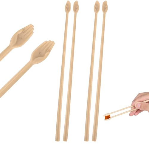 2 Pairs Helping Hand Chopsticks, Funny Little Hand Shaped Reusable Non-Slip Chopsticks with Cute Palms Novelty Gift for Kids & Adults Food Lovers