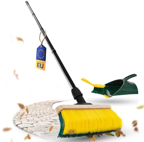 Novaliv Premium Krallenbesen mit Stiel 50cm inkl. Jumbo Kehrgarnitur, Spezialbesen gebogenen Borsten - Ideal als Gartenbesen, Kratzbesen, Kunstrasen Besen, Optimal für Camping, Straßenbesen Kehrbesen