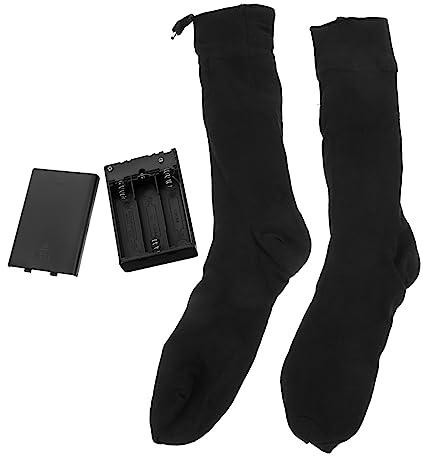 Yardwe Elektrische Heizsocken aus Baumwolle mit Akku Warme Winter Socken für Hause und Bett Schwarz Doppellagig und Bequem