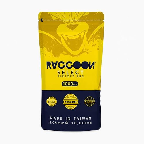 Raccoon Select Bolas para Airsoft, 0,40 g, biodegradables, 1000 Unidades, 6 mm, Blancas, Pulido, Atascos, sin residuos, para DMR y Sniper