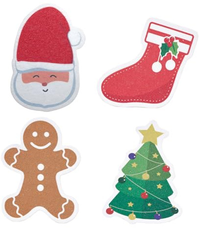 Veemoon 4pcs Wood Pulp Dishwashing Sponges Non-Scratch Kitchen Scrubbers for Dishes and Furniture Oil-Absorbent Reusable Cleaning Pads with Christmas Designs Gentle Cookware and Glass