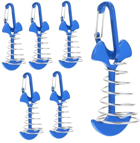 Alasum 6 Juegos Estacas para Tienda Camping Multifunción de Aleación de Aluminio Resistentes al Desgaste con Hebillas y Diseño de Pescado para Exteriores y Fijación Segura