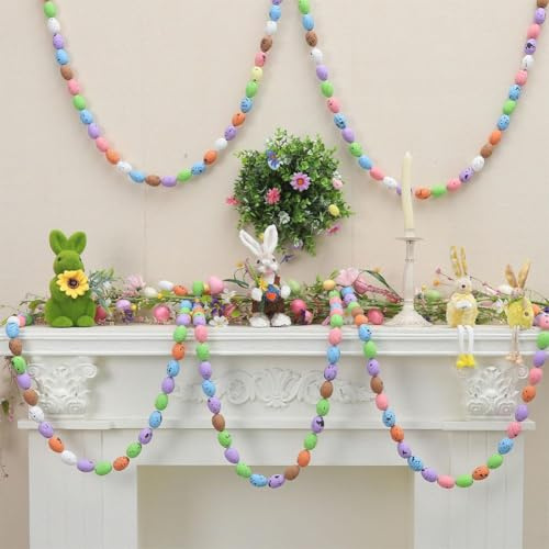 Künstliche Ostereier-Girlande für Kaminsims, bunte Schaumstoff-Ostereier-Girlanden, rustikales Kamin-Banner, Frühlings-Thema, abgestufte Tablett-Dekoration für Wand, Kamin, Regal, Heim-Partyzubehör