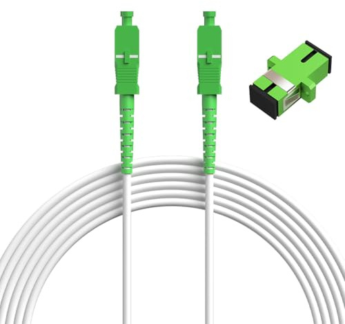 OFFCUP 10m Cable de Fibra Óptica SC/APC, Latiguillo Simplex Monomodo LSZH, Incluye Adaptador de Fibra Óptica, Compatible con Tim, Vodafone, Windtre, Fastweb e Iliad, Transmisión de Datos Estable