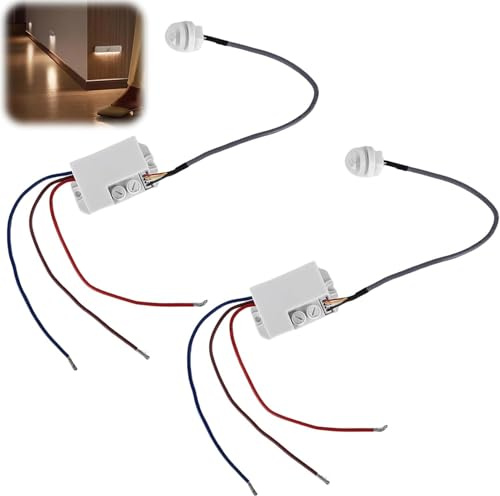 2 rilevatori di movimento per esterni – Mini sensore a infrarossi da incasso 220 V IP65 – Rilevamento automatico con sensore crepuscolare – per giardino, vialetto e area di sicurezza