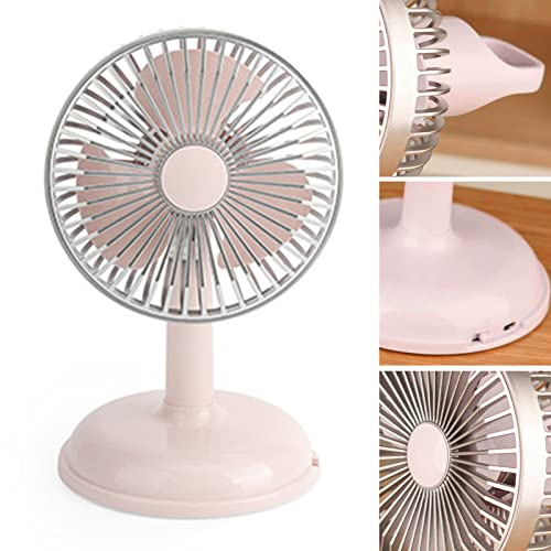 Rengue Ventilateur électrique Vintage, Ventilateur de Bureau Rétro Portable avec Couvercle Rotatif Amovible, Idéal pour le Bureau à Domicile ou la Salle de Classe (Rose clair)