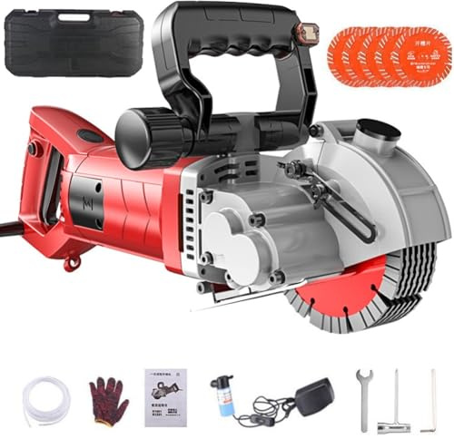 Electric Wall Groove Cutter with Adjustable Depth and Rotating Handle for Concrete and Masonry