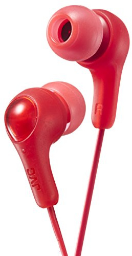 JVC Gumy in Ear Earbud Headphones, Powerful Sound, Comfortable and Secure Fit, Silicone Ear Pieces S/M/L - HAFX7R Red