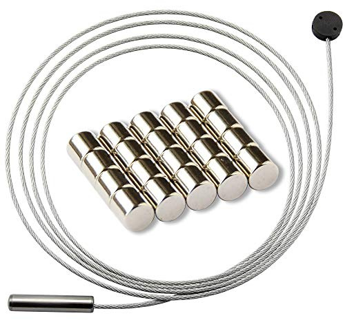 letoma – Vertical – Cuerda con colgador especial. fotográfico ultrastarke – Imanes de neodimio fotos rápido y fácil de colgar – magnético cuerda, Spezialclips, 200 cm /20 starke Magnete