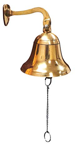 Nautical Specials BR 1843-VC Wall Hanging Rope Polished Dinner Tip Indoor/Outdoor Nautical Bells Variety with Mounting Hardware Bracket Ship Boat Maritime Decor (4 Brass)