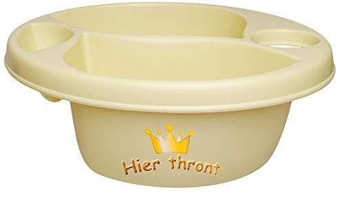 alles-meine.de GmbH 3 Kammer - Schüssel/Waschschüssel/Kinderwaschbecken - beige - Creme Hier thront Bieco - mit Seifenablage - Organizer - Reinigungsmittel Aufbewahrungsb..