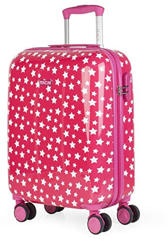 ITACA - Koffer Kinder Jungen Starre Kinder Koffer Leichte - Kinderkoffer Jungen für Flugzeugkabine Koffer Kinder Mädchen mit 4 Rädern - Koffer für Kinder 55x40x20, Fuchsia