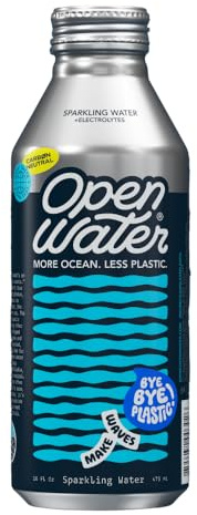 Open Water Sparkling Bottled Water with Electrolytes in 16-oz Aluminum Bottles (1 Cases, 12 bottles - Sparkling) | BPA-free and Eco friendly