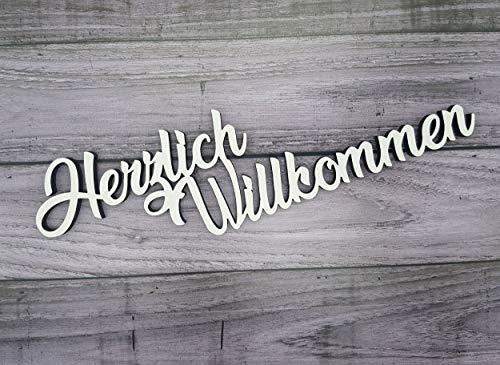 KE-Partyzubehör Schriftzug Herzlich Willkommen aus Holz in weiß