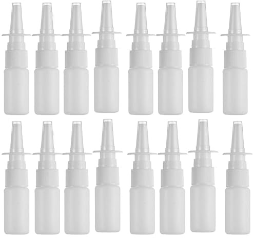 HEALLILY 200 botellas de spray nasal vacías recargables de 10 ml, botella de spray nasal para maquillaje, cosméticos, aceites esenciales, atomizadores, botella de viaje, White, Compacto