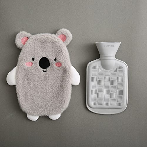 Premium Wärmflasche mit Weichem Bezug Abnehmbare 0.5 Liter Kinderwärmflasche Sichere und Haltbare Naturkautschuk Warm Hot Water Bottle Beste Geschenk (Koala-Grau)