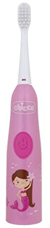 Chicco Cepillo de Dientes Eléctrico para Niños con Ligera Vibración, Cerdas Suaves, Agarre Ergonómico, Cabezal de Recambio y Capuchón, Cepillo de Dientes para Niños + 3 Años, Rosa