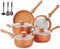 M MELENTA Pots and Pans Set Non Stick, 11 Piece Induction Hob Pan Set, Ceramic Cookware Set Nonstick Cooking Sets with Frying Pans, Saucepan Set, PFOA Free, Copper Color