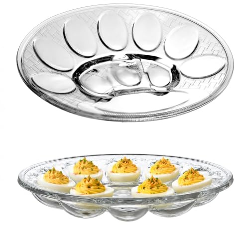 KADAX Eierteller aus Glas, ⌀ 21,8 cm, praktischer Teller für Eier, Eierhalter, robuste Eierablage, Eierplatte, Eierbehälter, Eiertablett, Eierspender (Rund, transparent, 10 Eier)