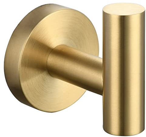 Tecmolog Handtuchhaken Badezimmer Edelstahl Bademantelhaken Wandhaken zum Schrauben, Gebürstetes Gold, SBH234J