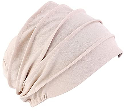 Uposao Chemo Kopftuch für Frauen, Baumwolle Bandana Turban Muslim Bandana Kopftücher Headwrap Hijab Bonnet Kopfbedeckung Schlafmütze Muslimisches Chemotherapie-Kappe Kopftuch,Beige