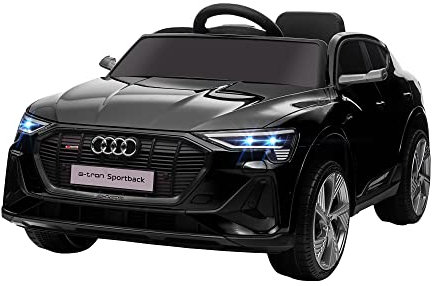 HOMCOM Elektro Kinderauto 12V Elektrofahrzeug Audi E-tron Elektroauto mit Fernbedienung, Sicherheitsgurt, Musik (MP3/USB/TF), Kinderfahrzeug für Kinder 3-5 Jahre, 3-5 km/h, Schwarz