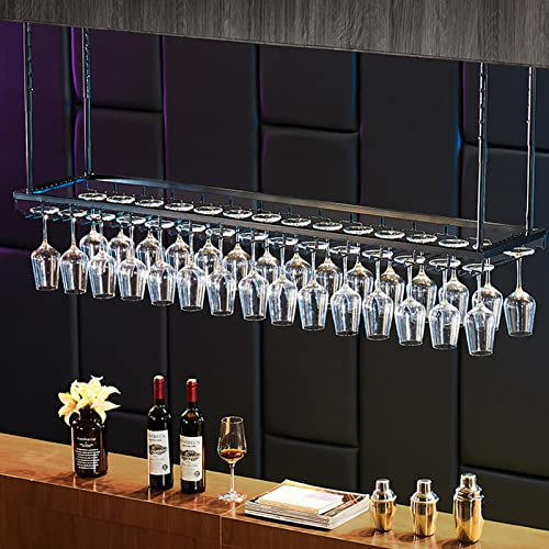 Rack di Vino di Ferro soffitto Porta Bicchieri da Vino in metallo Sospeso Portabicchieri da vino Supporto Bicchieri da Parete Rack per Calici Mensola del Vino per bar da cucina ( Size : 120x25x21cm )
