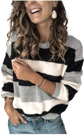 HEYPORK Damen Herbst Winter Warm Bequem Pullover Lässig Mode Strickjacke Frauen Getäfelter Dicker Strickpullover