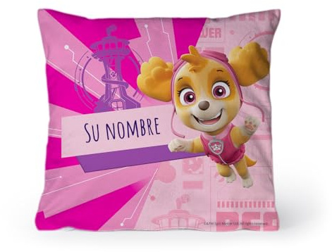 PICANOVA – PAW Patrol Skye Kissen mit Name 60x60cm – Dekokissen mit Füllung – Text individuell Bedruckt – Zierkissen Dekokissen – Schlaf- und Wohnzimmertauglich
