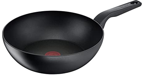 Tefal Hard Titanium Pro Wokpfanne 28cm, Antihaftversiegelung, Thermo-Signal bei idealer Brattemperatur, für alle Herdarten geeignet, induktionsgeeignet, Schwarz, G28919