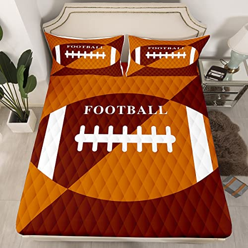 Football Fitted Sheet Brown Rugby Sports Bedding Set for Kids Boys Girls Soccer Ball Game Bed Sheet Set Game Sports Competition Bed Cover Room Decor Bed Set Twin Size