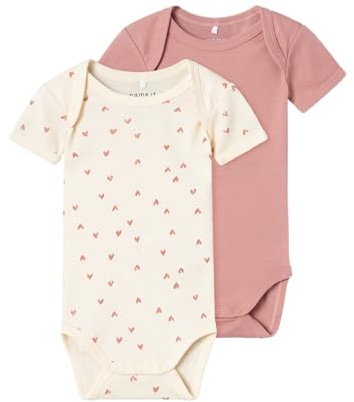 NAME IT Baby - Mädchen Nbfbody 2p Ss Buttercream Hearts Noos, Buttercream, 98
