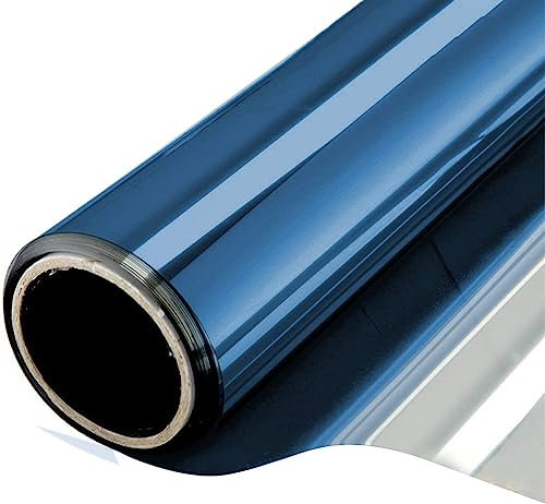 Lifup Fensterfolie Spiegelfolie Sichtschutzfolie Fenster mit Anti-UV, UV-Schutz Reflektierende Fenster Blickdicht Selbsthaftend Blau Silber 90 x 300 cm