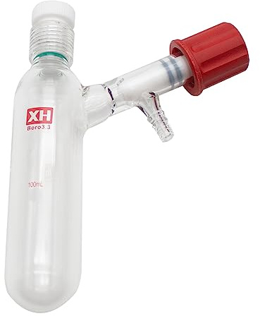 Jieotwice Flacone di Stoccaggio del Solvente con Valvola ad Alto Vuoto Flacone Schlenk con Tubo di Reazione a Pressione Resistente Alla Corrosione Organica(25ML 8MM)