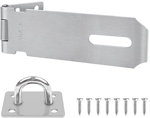 Yeepeo Hänglås, hasp, 12,7 cm, 304 rostfritt stål, låslås, säkerhetsöverfall med skruvar, hänglås, lås för hänglås, skåp, grindar