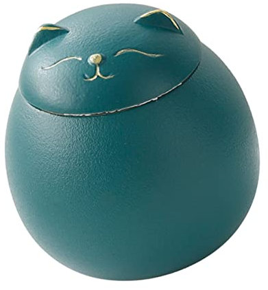 VINTORKY Barattolo in Ceramica Gatto Portafortuna Contenitore Tè Ermetico Stampato Vasetto Sigillato Per Tisane Sfuse e Alimenti Secchi Design Originale Decorativo Per Cucina e Scrivania