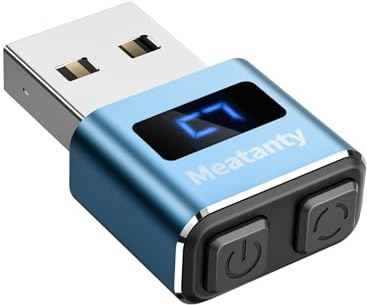 MEATANTY USB Mouse Jiggler aus Metall mit Display, 3 Modi, Blau | Separate Tasten für Ein/Aus und Modus, Schutzkappe und Plug-and-play-Betrieb ohne Treiber.