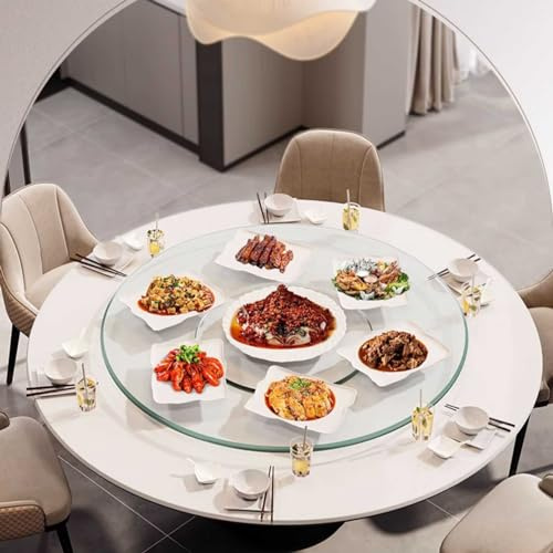 Glass Lazy Susan Turntable For Dining Table,Tempered Glass Round Clear Dining Table Tray Tabletop Organizer Large Serving Plate Silent & Smooth Spin Various Sizes (Size : Ø 85cm/33.4in)