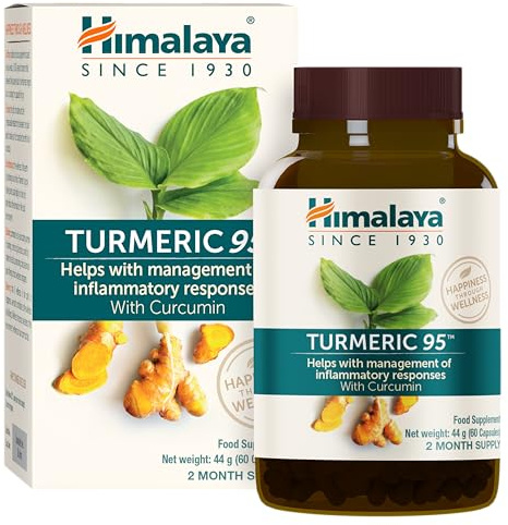 Himalaya Cúrcuma 95 Suplemento con Curcumina/Curcuminoides, Apoya el Sistema Inmunológico, Resistencia a las Alergias, 600 mg, Vegano, Sin Gluten, 60 Cápsulas