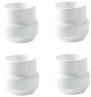 PRETYZOOM Porta Tazze in Ceramica per La Colazione Set da 4 Pezzi Portaoggetti in Porcellana Bianca