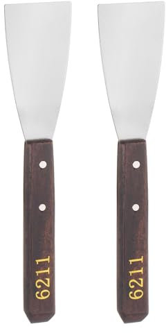 sourcing map 2pcs No.6211 Painting Palette Knives Stainless Steel Flat Large Spatula Pallet Knife Metal Scraper with Wood Handle for Oil Acrylic Paint Canvas Color Mixing Spreading