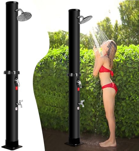 Bsteciar Solardusche für Garten, Solar Gartendusche mit verstellbarem Regenduschkopf, Wasserhahn, Temperatur- und Druckregelung, Pooldusche für Schwimmbecken, Außendusche, Camping, max 60℃ (35 L)
