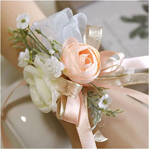 Handgelenk-Ansteckblume für Hochzeit, Boutonniere, rosa Rose, Party-Handgelenk-Blume, Hochzeit, Ansteckblume, Brautjungfer-Ansteckblume, Handblumen (Farbe: Ansteckblume 5) (Handgelenk-Blumen 3)