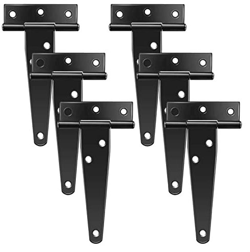 6 Stück Scharniere 4 Zoll T robuste schwarze Scharniere for Schuppentür Scheunentor Holzkiste Schranktür Zubehör Cerniera