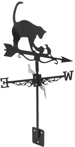 POPETPOP Stainless Steel Windrichtungsanzeiger Mit Katzenmotiv Dekorativer Wetterfahne Für Garten Terrasse Und Balkon Für Außendekoration Präzise Windmessung Langlebiges Material