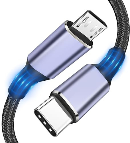 Cieoaos USB C to Micro USB Cable 3FT, Braided, 480Mbps Data Transfer, Compatible for Galaxy S7 S6, LG, HTC, PS4, Kindle, Micro USB Devices