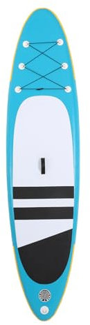 Tavola da paddling con sistema di gonfiaggio manuale, gonfiabile, con pompa, pagaia, borsa per il trasporto, kit di riparazione, guinzaglio di sicurezza, 240 x 76 x 10 cm (blu)
