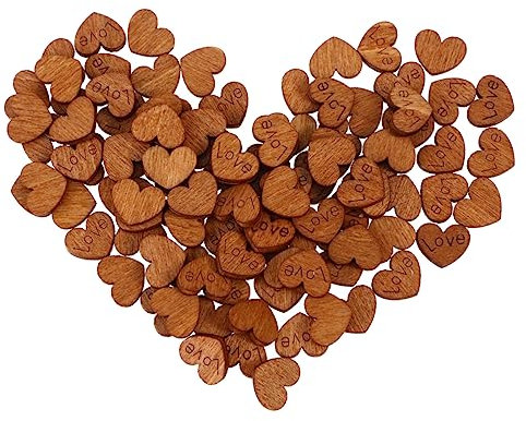 SEWACC 100stücke Holz Herzen Dekorationen Für Hochzeiten Und Bastelarbeiten Retro Farbige Holzknöpfe Herzform Für Scrapbooking Und Projekte