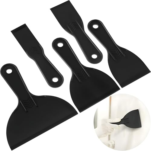 5 Stück Spachtel, Malerspachtel aus Kunststoff Spachtel Werkzeug Spachtelset Gipswerkzeug Kunststoffspachtel Farbe Schaber für Glätten Tapeten Gips Reinigung (5 Stück Schwarz)